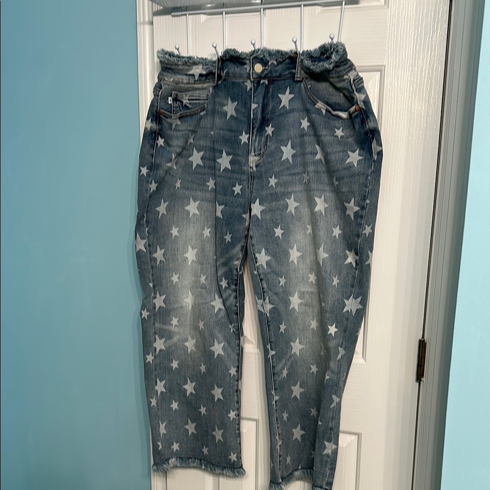Judy Blue Star Patterned Blue Jeans